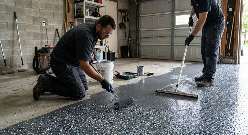 Speckled Garage Floor Painting in Raleigh, NC